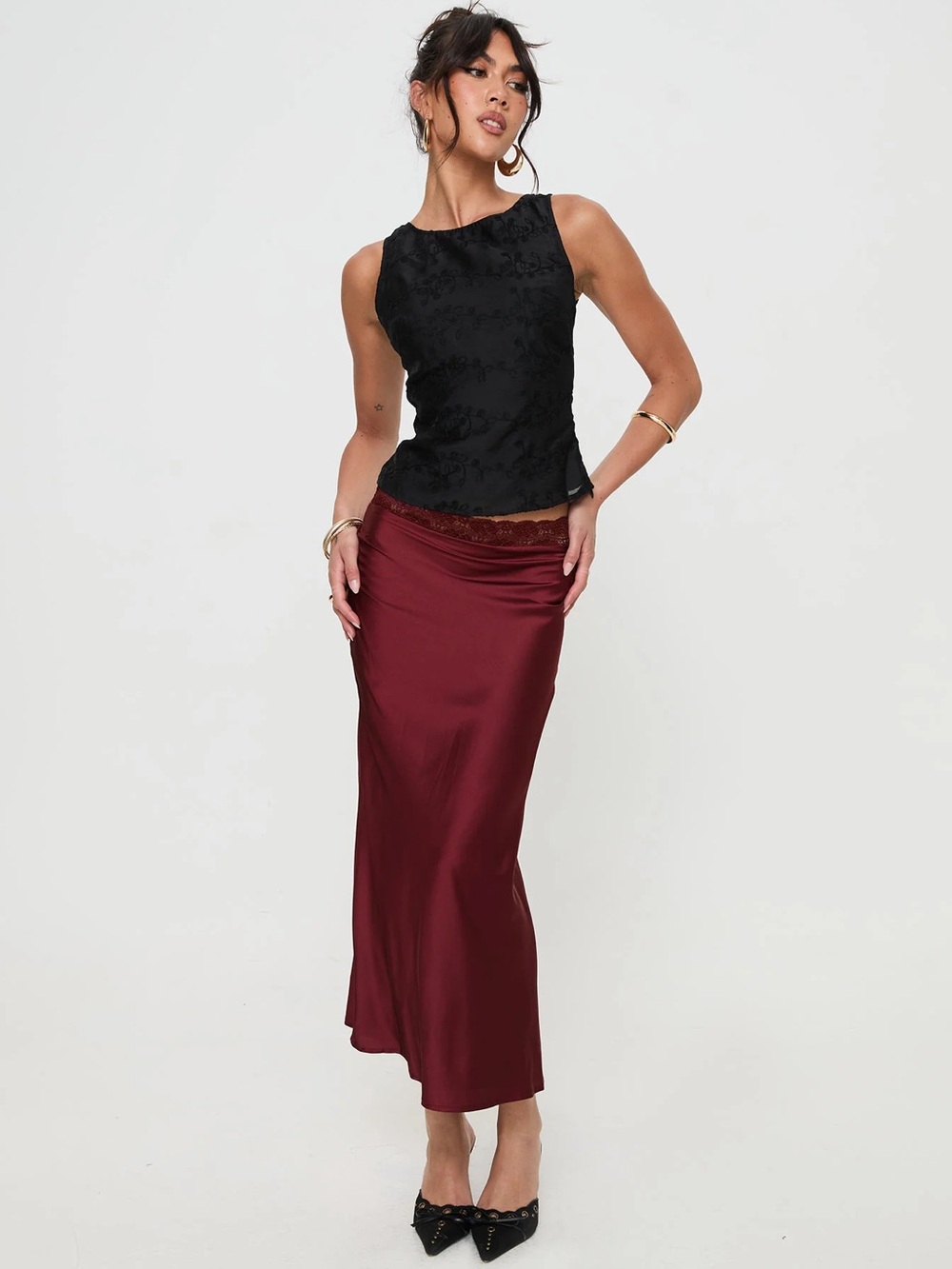 Princess Polly The Charmaine Maxi Skirt Burgundy - Picture 4 of 14